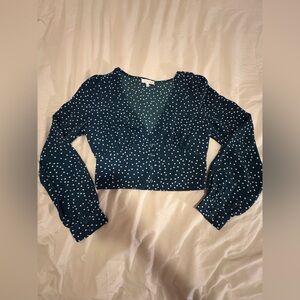 Polka Dot Long Sleeve cropped blouse